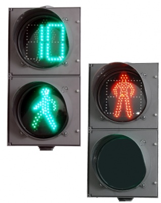 Светофор светодиодный пешеходный анимированный с обратным отсчетом времени зеленого сигнала и красного сигнала и звуковым сопровождением для слабовидящих пешеходов П.1.1/П.1.2