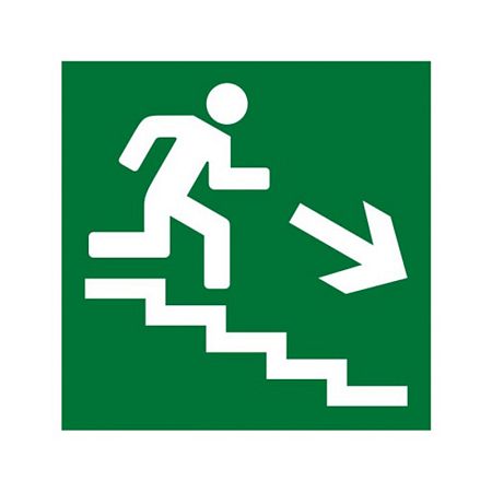Знак Е13. &quot;Направление к эвакуационному выходу по лестнице вниз&quot;